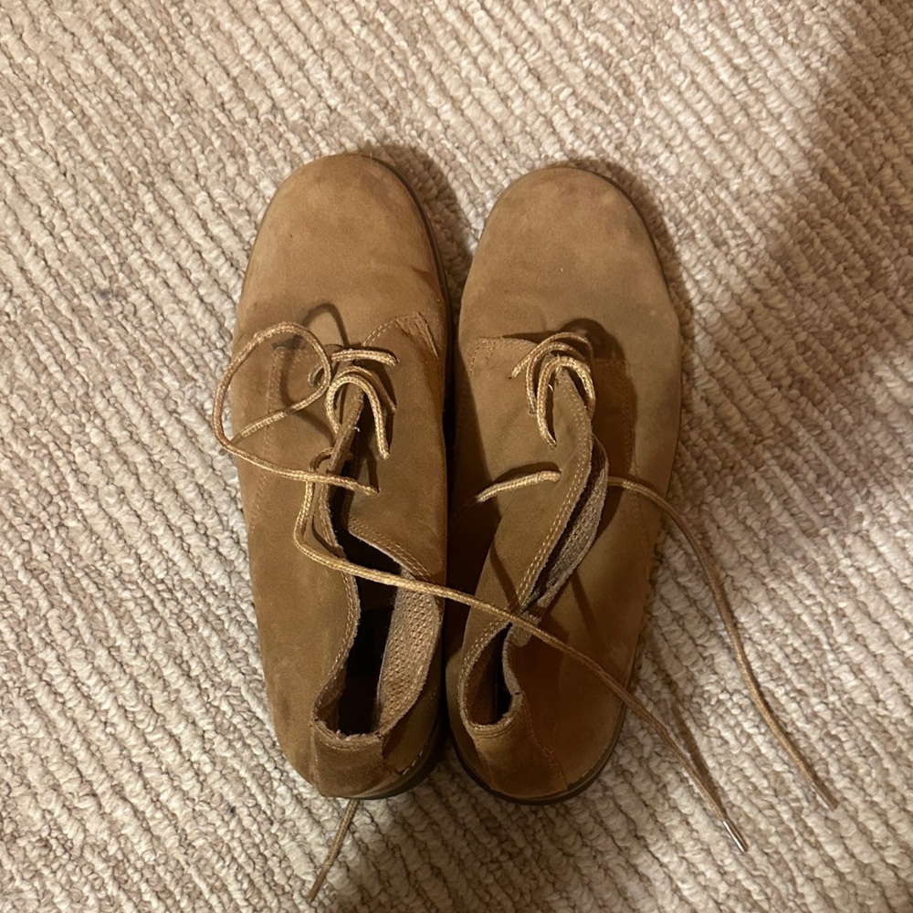 Tan Suede Lace-Up Shoes